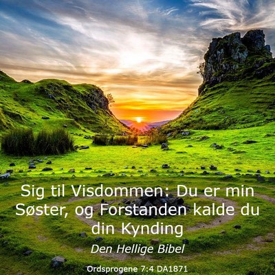 Picture 03 - Ordsprogene 7:4 DA1871 - Sig til Visdommen: Du er min Søster, og - Bible Verse Picture