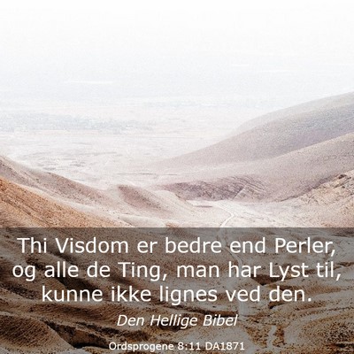 Picture 03 - Ordsprogene 8:11 DA1871 - Thi Visdom er bedre end Perler, og alle de Ting, - Bible Verse Picture