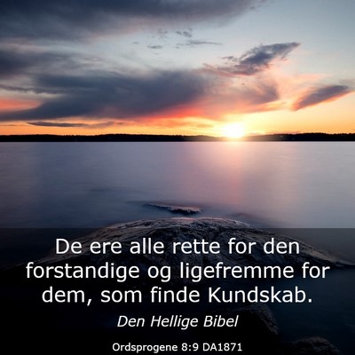 Picture 03 - Ordsprogene 8:9 DA1871 - De ere alle rette for den forstandige og - Bible Verse Picture