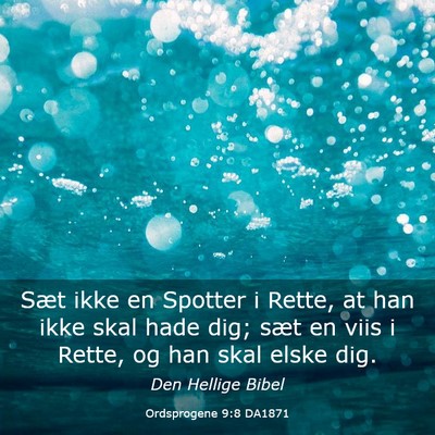 Picture 03 - Ordsprogene 9:8 DA1871 - Sæt ikke en Spotter i Rette, at han ikke skal - Bible Verse Picture