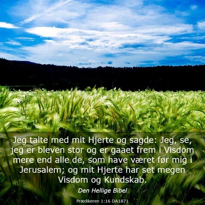 Picture 03 - Prædikeren 1:16 DA1871 - Jeg talte med mit Hjerte og sagde: Jeg, se, jeg - Bible Verse Picture