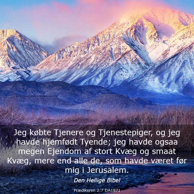 Picture 03 - Prædikeren 2:7 DA1871 - Jeg købte Tjenere og Tjenestepiger, og jeg havde - Bible Verse Picture