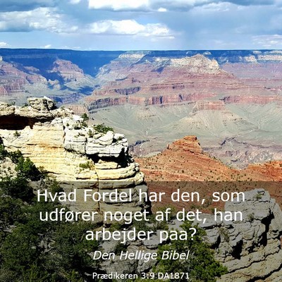 Picture 03 - Prædikeren 3:9 DA1871 - Hvad Fordel har den, som udfører noget af det, - Bible Verse Picture