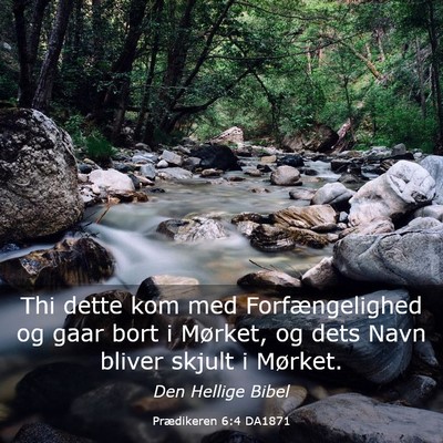 Picture 03 - Prædikeren 6:4 DA1871 - Thi dette kom med Forfængelighed og gaar bort i - Bible Verse Picture