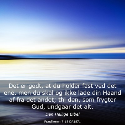 Picture 03 - Prædikeren 7:18 DA1871 - Det er godt, at du holder fast ved det ene, men - Bible Verse Picture