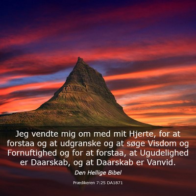 Picture 03 - Prædikeren 7:25 DA1871 - Jeg vendte mig om med mit Hjerte, for at forstaa - Bible Verse Picture