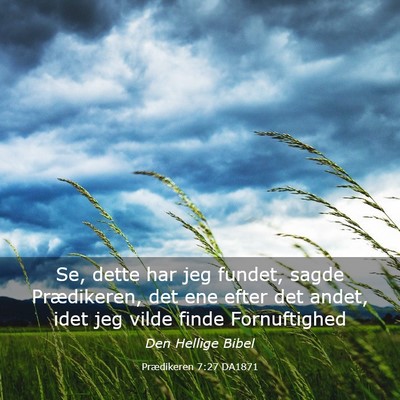 Picture 03 - Prædikeren 7:27 DA1871 - Se, dette har jeg fundet, sagde Prædikeren, det - Bible Verse Picture