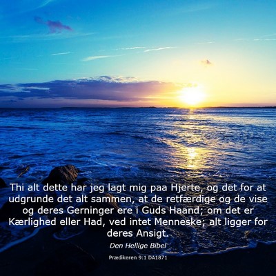 Picture 03 - Prædikeren 9:1 DA1871 - Thi alt dette har jeg lagt mig paa Hjerte, og det - Bible Verse Picture