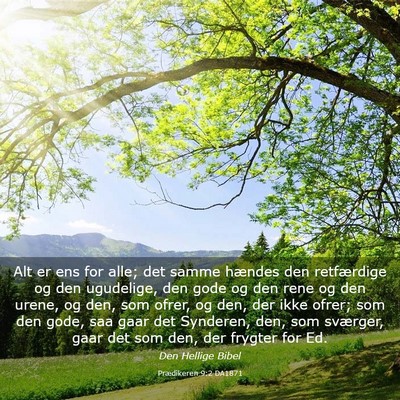 Picture 03 - Prædikeren 9:2 DA1871 - Alt er ens for alle; det samme hændes den - Bible Verse Picture