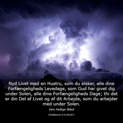 Picture 03 - Prædikeren 9:9 DA1871 - Nyd Livet med en Hustru, som du elsker, alle dine - Bible Verse Picture