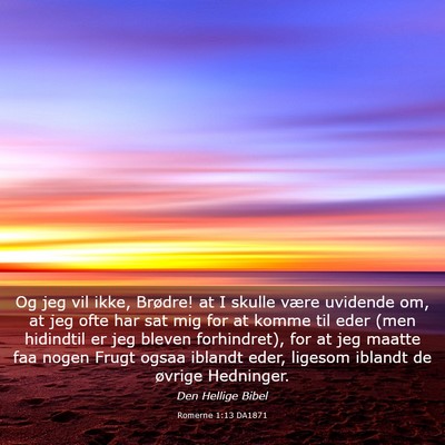 Picture 03 - Romerne 1:13 DA1871 - Og jeg vil ikke, Brødre! at I skulle være - Bible Verse Picture
