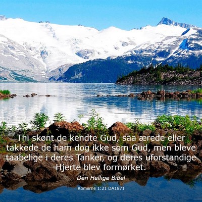 Picture 03 - Romerne 1:21 DA1871 - Thi skønt de kendte Gud, saa ærede eller - Bible Verse Picture