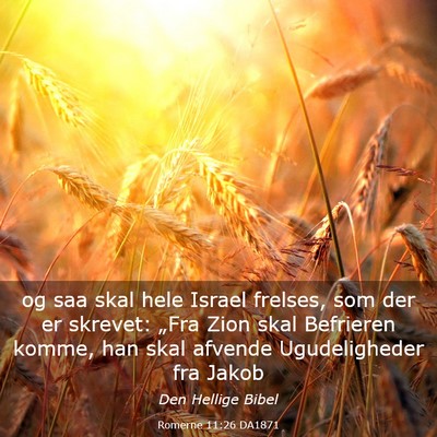 Picture 03 - Romerne 11:26 DA1871 - og saa skal hele Israel frelses, som der er - Bible Verse Picture