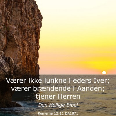 Picture 03 - Romerne 12:11 DA1871 - Værer ikke lunkne i eders Iver; værer - Bible Verse Picture
