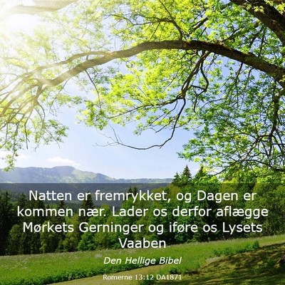 Picture 03 - Romerne 13:12 DA1871 - Natten er fremrykket, og Dagen er kommen nær. - Bible Verse Picture