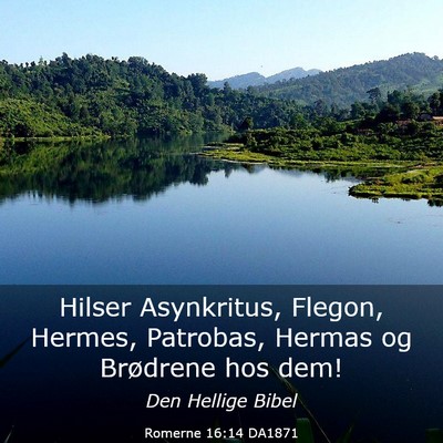 Picture 03 - Romerne 16:14 DA1871 - Hilser Asynkritus, Flegon, Hermes, Patrobas, - Bible Verse Picture
