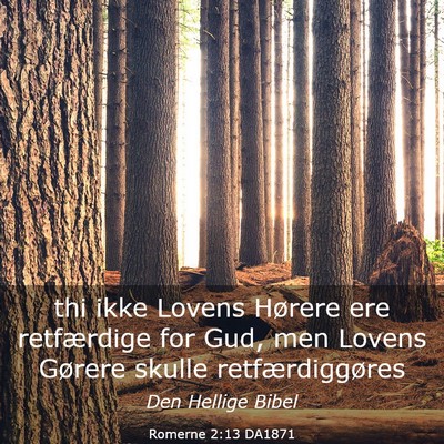 Picture 03 - Romerne 2:13 DA1871 - thi ikke Lovens Hørere ere retfærdige for Gud, - Bible Verse Picture