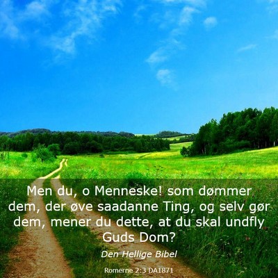 Picture 03 - Romerne 2:3 DA1871 - Men du, o Menneske! som dømmer dem, der øve - Bible Verse Picture