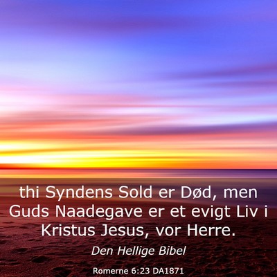 Picture 03 - Romerne 6:23 DA1871 - thi Syndens Sold er Død, men Guds Naadegave er - Bible Verse Picture