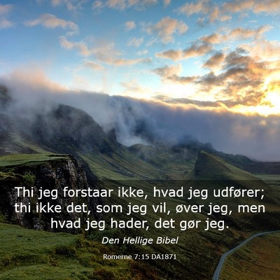 Picture 03 - Romerne 7:15 DA1871 - Thi jeg forstaar ikke, hvad jeg udfører; thi - Bible Verse Picture