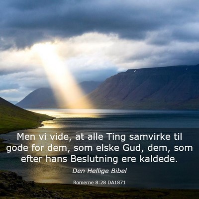 Picture 03 - Romerne 8:28 DA1871 - Men vi vide, at alle Ting samvirke til gode for - Bible Verse Picture