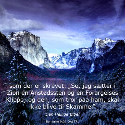 Picture 03 - Romerne 9:33 DA1871 - som der er skrevet: „Se, jeg sætter i Zion en - Bible Verse Picture