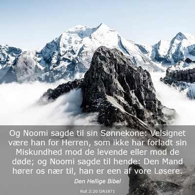 Picture 03 - Rut 2:20 DA1871 - Og Noomi sagde til sin Sønnekone: Velsignet - Bible Verse Picture