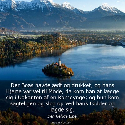 Picture 03 - Rut 3:7 DA1871 - Der Boas havde ædt og drukket, og hans Hjerte - Bible Verse Picture