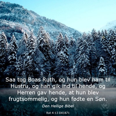Picture 03 - Rut 4:13 DA1871 - Saa tog Boas Ruth, og hun blev ham til Hustru, og - Bible Verse Picture