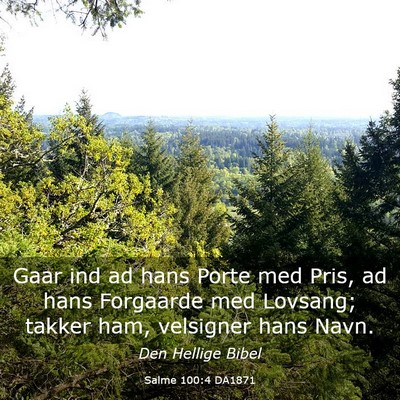 Picture 03 - Salme 100:4 DA1871 - Gaar ind ad hans Porte med Pris, ad hans - Bible Verse Picture