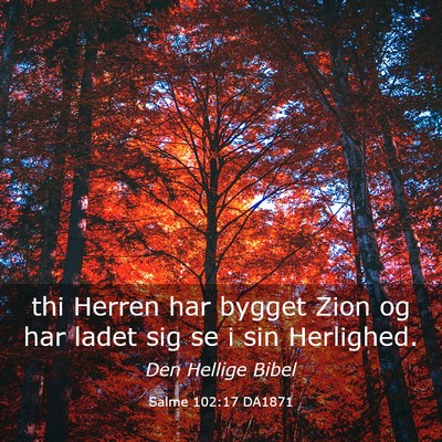 Picture 03 - Salme 102:17 DA1871 - thi Herren har bygget Zion og har ladet sig se i - Bible Verse Picture