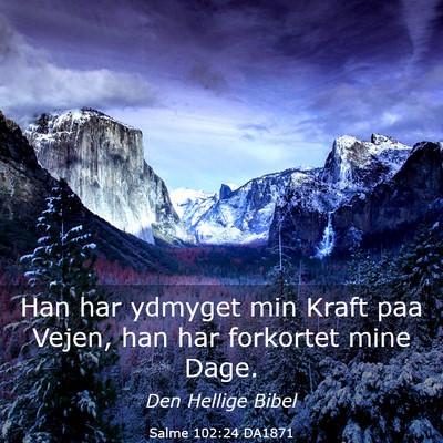 Picture 03 - Salme 102:24 DA1871 - Han har ydmyget min Kraft paa Vejen, han har - Bible Verse Picture