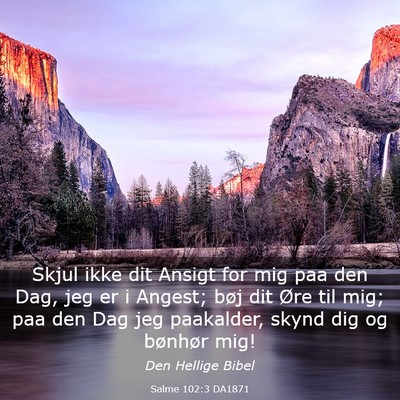 Picture 03 - Salme 102:3 DA1871 - Skjul ikke dit Ansigt for mig paa den Dag, jeg er - Bible Verse Picture