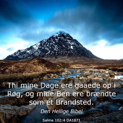 Picture 03 - Salme 102:4 DA1871 - Thi mine Dage ere gaaede op i Røg, og mine Ben - Bible Verse Picture