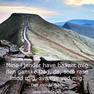 Picture 03 - Salme 102:9 DA1871 - Mine Fjender have haanet mig den ganske Dag, de, - Bible Verse Picture