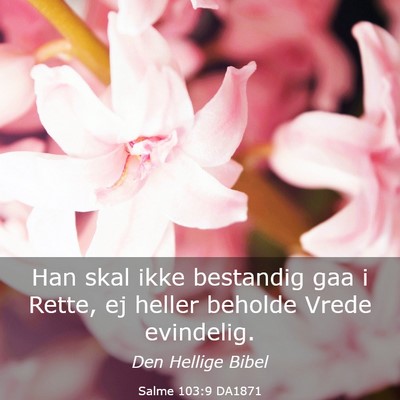 Picture 03 - Salme 103:9 DA1871 - Han skal ikke bestandig gaa i Rette, ej heller - Bible Verse Picture