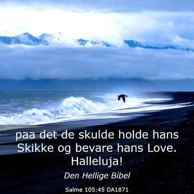 Picture 03 - Salme 105:45 DA1871 - paa det de skulde holde hans Skikke og bevare - Bible Verse Picture