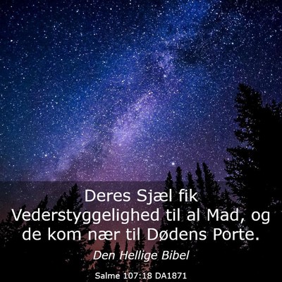 Picture 03 - Salme 107:18 DA1871 - Deres Sjæl fik Vederstyggelighed til al Mad, og - Bible Verse Picture