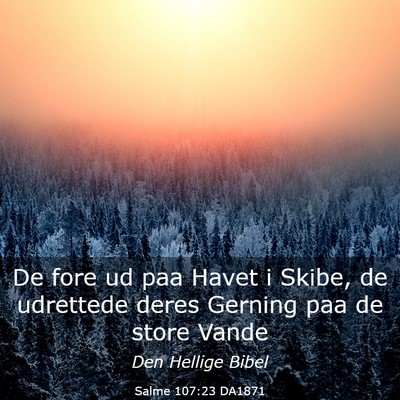 Picture 03 - Salme 107:23 DA1871 - De fore ud paa Havet i Skibe, de udrettede deres - Bible Verse Picture