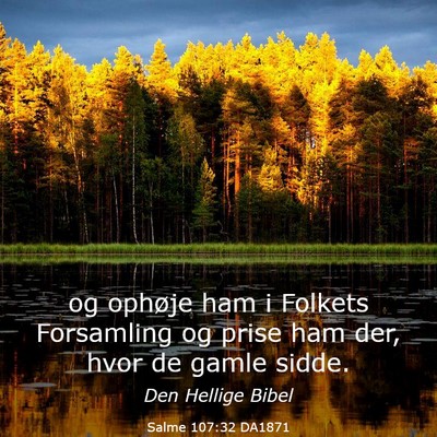 Picture 03 - Salme 107:32 DA1871 - og ophøje ham i Folkets Forsamling og prise ham - Bible Verse Picture