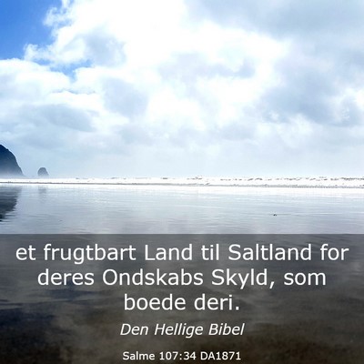 Picture 03 - Salme 107:34 DA1871 - et frugtbart Land til Saltland for deres Ondskabs - Bible Verse Picture