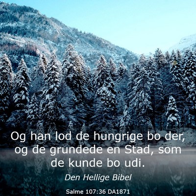 Picture 03 - Salme 107:36 DA1871 - Og han lod de hungrige bo der, og de grundede en - Bible Verse Picture
