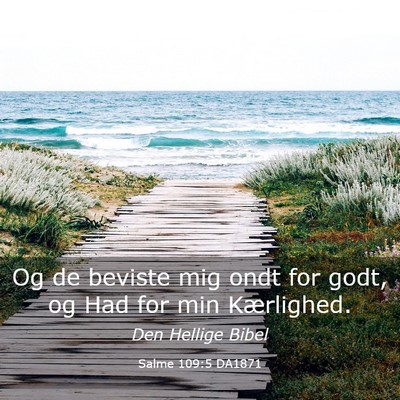 Picture 03 - Salme 109:5 DA1871 - Og de beviste mig ondt for godt, og Had for min - Bible Verse Picture