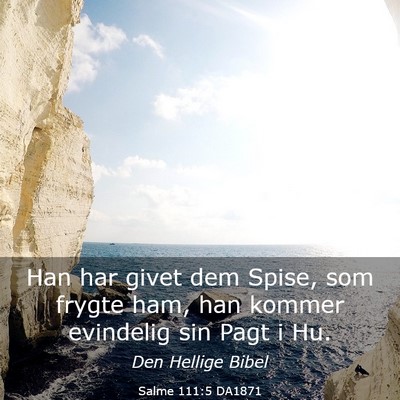 Picture 03 - Salme 111:5 DA1871 - Han har givet dem Spise, som frygte ham, han - Bible Verse Picture