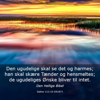 Picture 03 - Salme 112:10 DA1871 - Den ugudelige skal se det og harmes; han skal - Bible Verse Picture