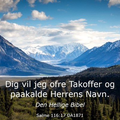 Picture 03 - Salme 116:17 DA1871 - Dig vil jeg ofre Takoffer og paakalde Herrens - Bible Verse Picture