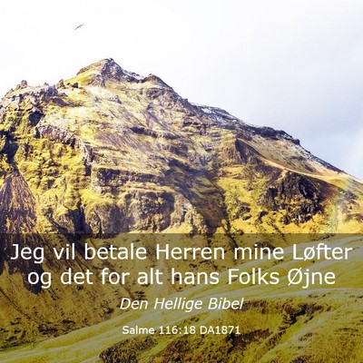 Picture 03 - Salme 116:18 DA1871 - Jeg vil betale Herren mine Løfter og det for alt - Bible Verse Picture