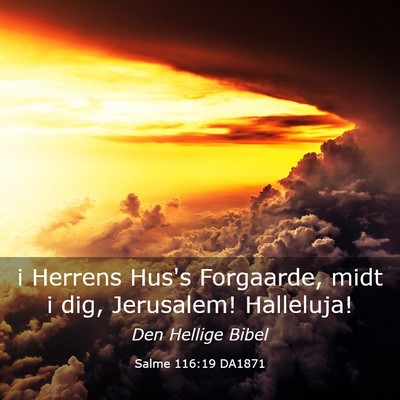 Picture 03 - Salme 116:19 DA1871 - i Herrens Hus's Forgaarde, midt i dig, Jerusalem! - Bible Verse Picture