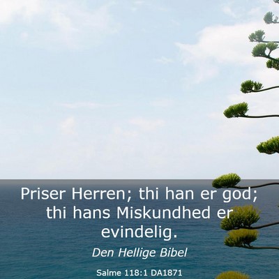 Picture 03 - Salme 118:1 DA1871 - Priser Herren; thi han er god; thi hans - Bible Verse Picture