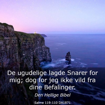 Picture 03 - Salme 119:110 DA1871 - De ugudelige lagde Snarer for mig; dog for jeg - Bible Verse Picture